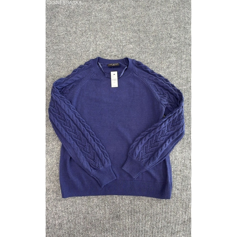 Lane Bryant Women's Purple Cable Knit Sleeve Crewneck Sweater Sz 14/16 NWT‎